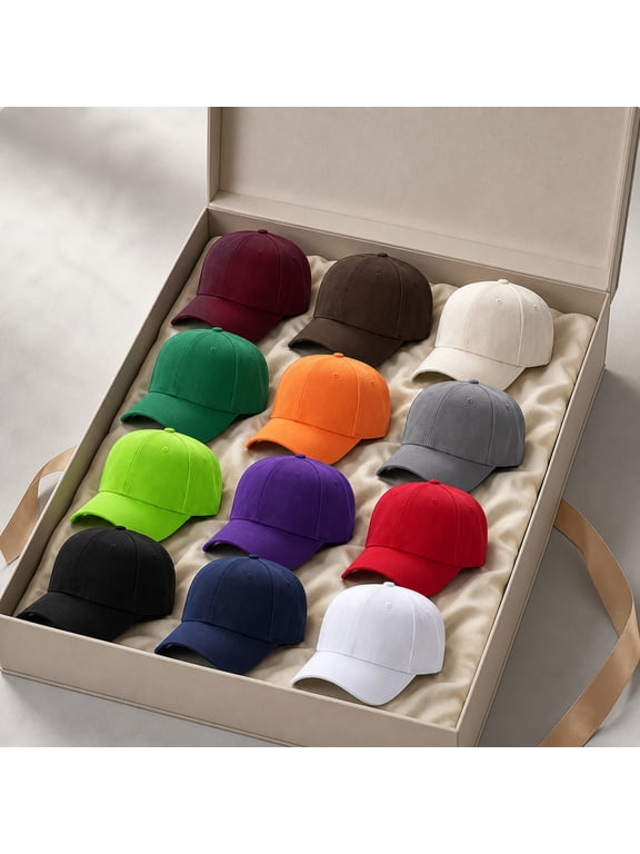 12 Pcs Baseball Caps Bulk Pack, Unisex Adjustable Washed Hats for Men Women, Solid Color Summer Outdoor Accessories for Parties, Events and Daily Wear