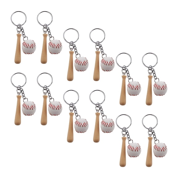 ifundom 12-Piece Baseball Keychain Set with Assorted Colors, Wood and PU Material, Fan Accessories
