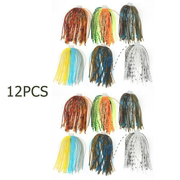 12 Pcs Bass Jigs Rubber Skirts Buzz Baits Wobbler Rubber Skirt for Pike Walleye Fishing Bait for Outdoor Fishing
