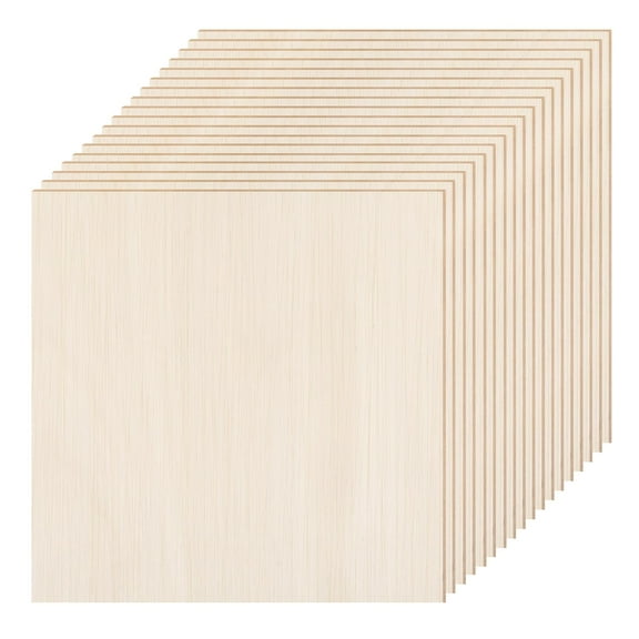 12 Pcs Basswood Sheets, 6 x 6 inch Unfinished Natural Balsa Wood Sheet, Thin Plywood Sheet Boards for Craft Painting Cut Out Laser Wood Burning Ornaments