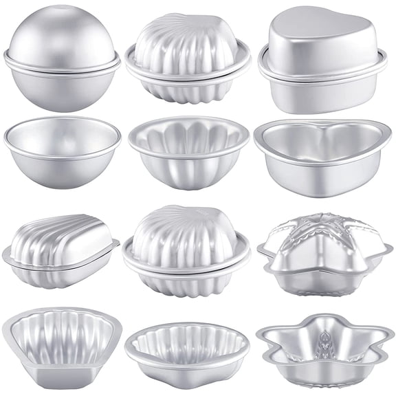 12 Pcs Bath Bomb Molds 6 Shapes Metal DIY Bath Bomb Making Crafts Crafting Press Mould for Handmade Soaps Candle Cake Ice Cream Baking Handicrafts Making Supplies