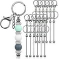 thumbnail image 1 of 12 Pcs Beadable Keychains Bars Bulk Blank Beaded Metal Keychain for Craft DIY Gift, 1 of 12