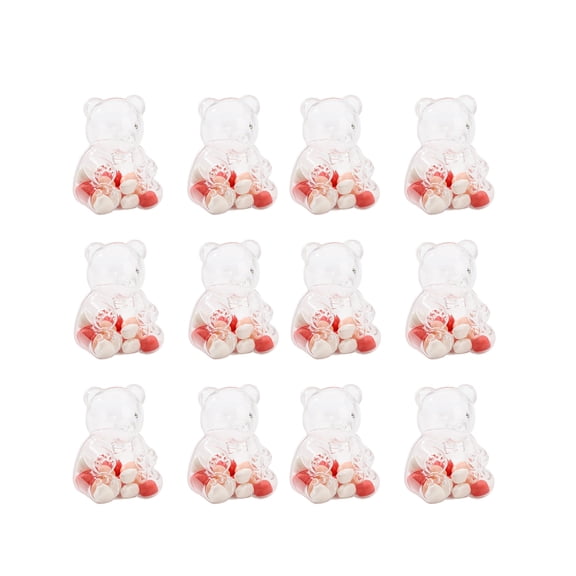 12 Pcs Bear Shaped Candy Boxes, Clear Transparent Storage Containers with Lids, Cute Organizers for Home Office Desk Bathroom Kitchen