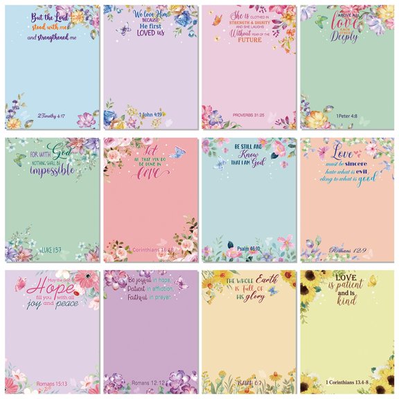 12 Pcs Biblical Sticky Notes Inspirational Memo Pads Bright Style