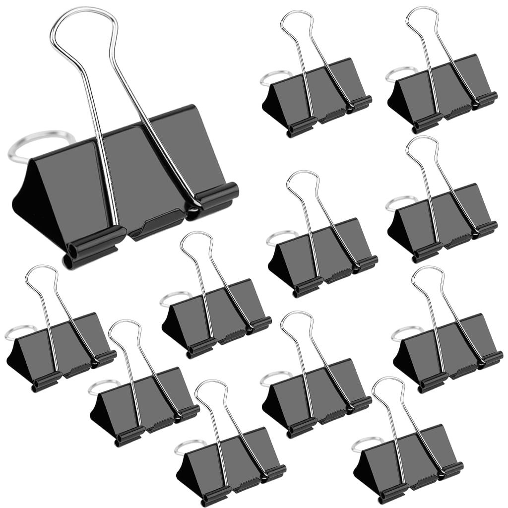 12 Pcs Binder Clips Foldback Clamps File Money Paper Clamps 25mm/32mm ...