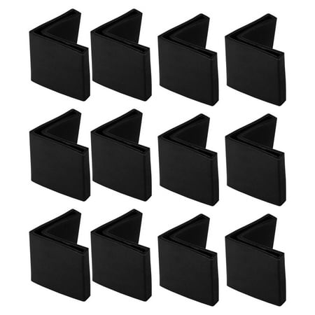 12 Pcs Black Soft PVC Angle Iron Foot L Shaped Edge Leg Cover 25mm x 25mm