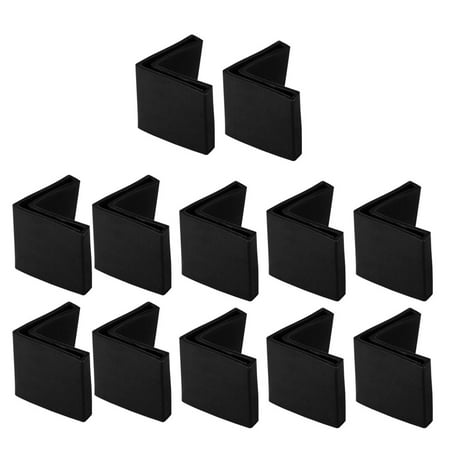 12 Pcs Black Soft PVC Angle Iron Foot L Shaped Edge Leg Cover 30mm x 30mm