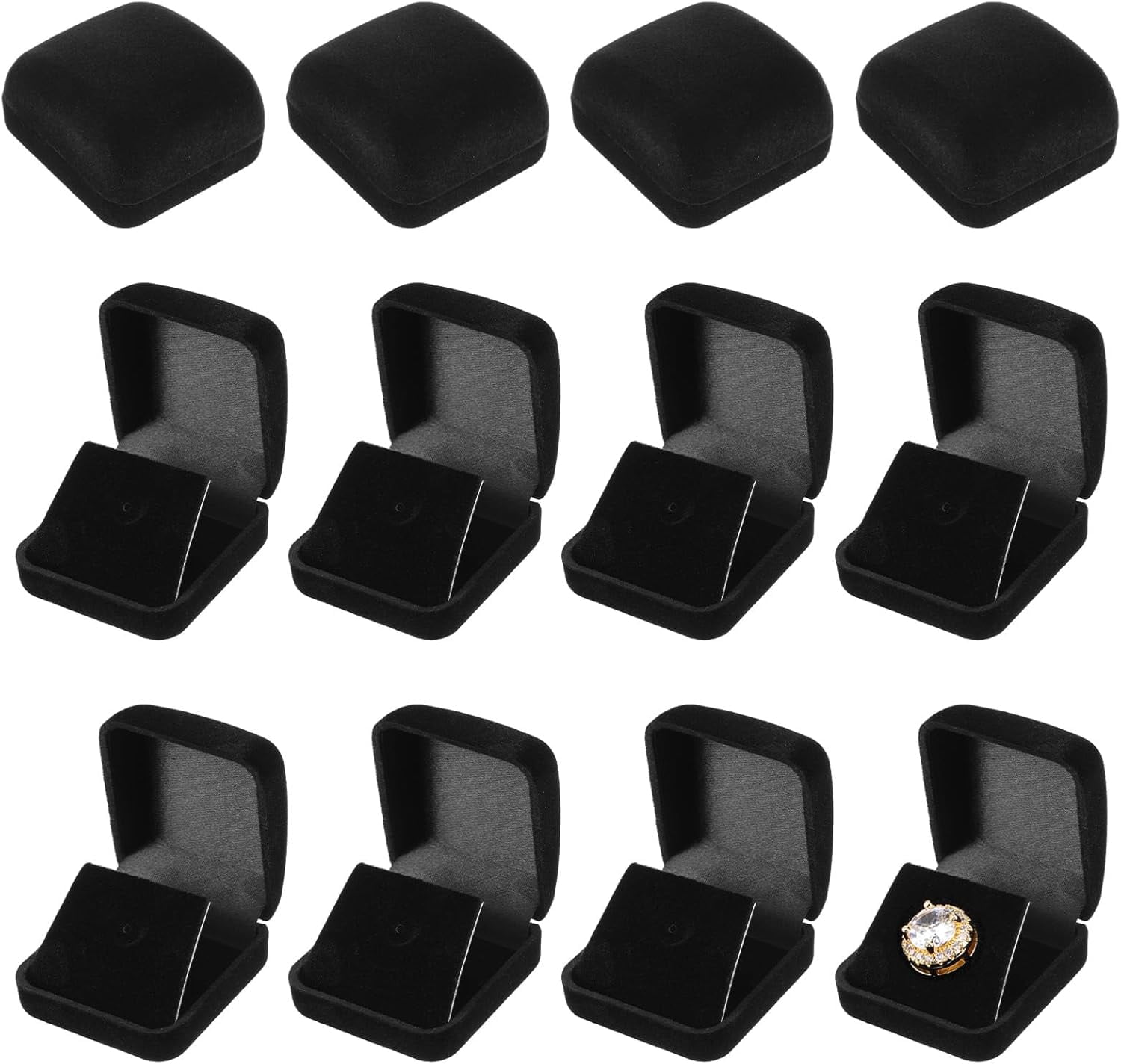 12 Pcs Black Velvet Challenge Coin Presentation Display Box Velvet Gift Box Single Lapel Badge Display Holders with Stereo Display Cardboard for Christmas Wedding Engagement Birthday Anniversary