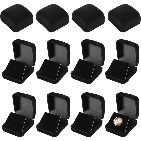 12 Pcs Black Velvet Challenge Coin Presentation Display Box Velvet Gift Box Single Lapel Badge Display Holders with Stereo Display Cardboard for Christmas Wedding Engagement Birthday Anniversary