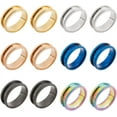 thumbnail image 1 of 12 Pcs Blank Ring 6 Colors 201 Stainless Steel Blank Core Ring High Polished Grooved Finger Ring Metal Ring for Inlay Ring Jewelry Wedding Band Making, 1 of 7