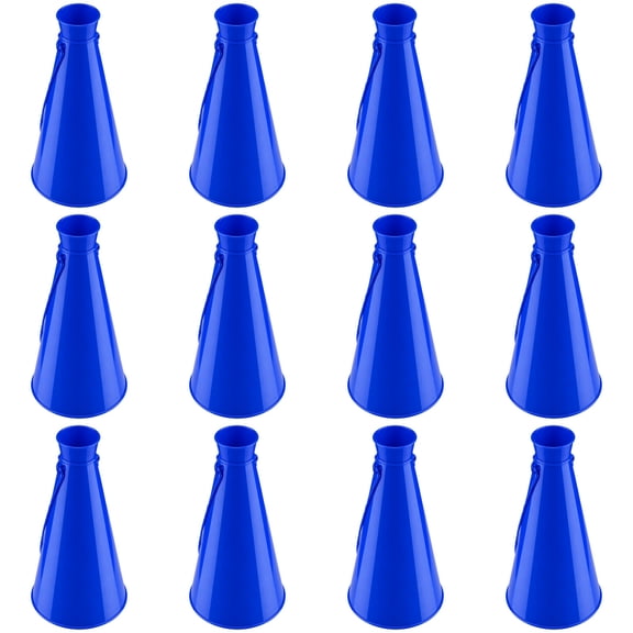 12 Pcs Blue Cheer Megaphone, Loud Noisemaker, Plastic Cheering Horn with Lanyard, Vibrant Sport Event Sound Amplifier, 9.1 x 4.9 in for Game Day, Parties, Rallies