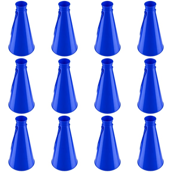 12 Pcs Blue Cheer Megaphone, Noisemaker Toys Loudspeaker, Plastic Cheering Horn with Lanyard, Vibrant Sport Event Sound Amplifier, 9.1 x 4.9 in for Game Day, Parties, Rallies