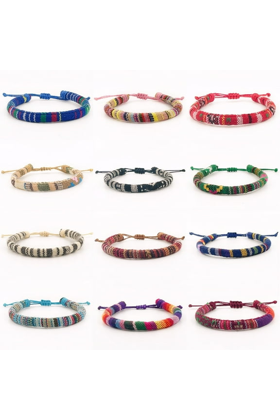 12 Pcs Boho Surfer Bracelets Anklet Adjustable for Men Women Unisex Handmade Braided Bracelet Adjustable Surfer Ankle Waterproof Summer Beach Bracelet String Rope Jewelry for Festival Accessories
