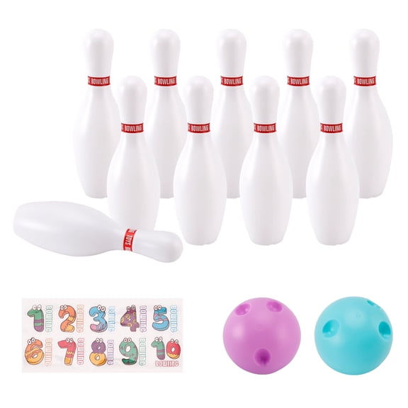 12 Pcs Bowling Set Indoor Outdoor Games for Kids Lawn Bowling Games with Bowling Ball and Bowling Pins for Kids Adults Birthday Party Sports Yard Motor Skill