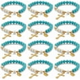 thumbnail image 1 of 12 Pcs Bracelet Turquoise Round Beaded Stretch Bracelet Beads Bracelet Oval Charm Bracelet for Women Faith Prayer Handmade Jewelry, 1 of 7