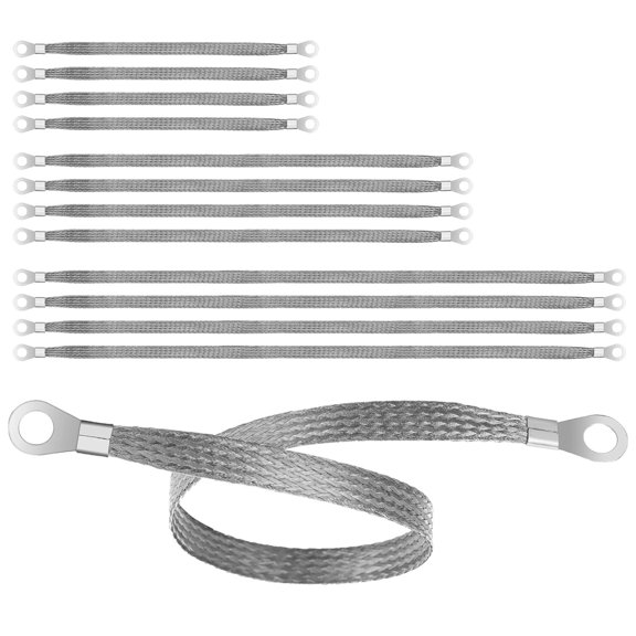 12 Pcs Braided Tinned Copper Engine Ground Straps, Automotive Battery Cables, Conductive and Corrosion Resistant, 10 15 20 Inch Assortment