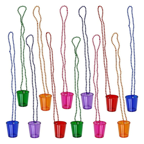 12 Pcs Bridal Shot Glass Chain Bead Necklace Small Wine Glass Bachelor Party Necklace Bridal Shower Decorations