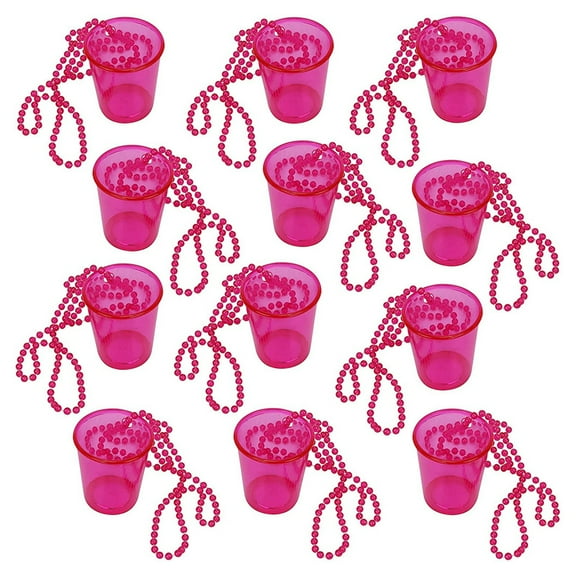 RONSHIN 12 Pcs Bridal Shot Glass Chain Bead Necklace Small Wine Glass Bachelor Party Necklace Bridal Shower Decorations