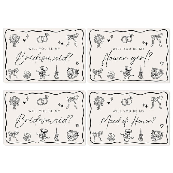 12 Pcs Bridesmaid Proposal Cards with Envelopes, Stickers for Wedding Party