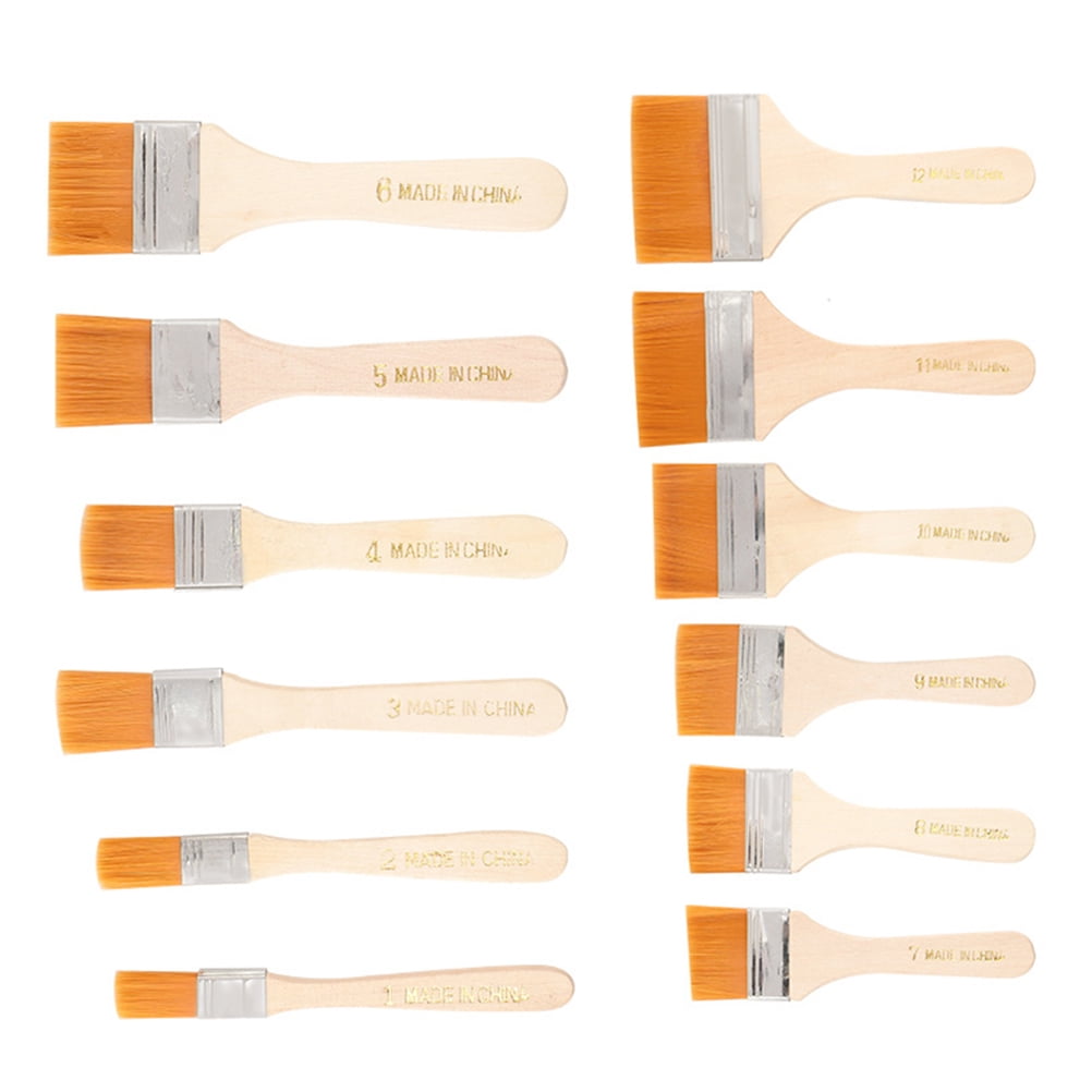 12 Pcs Brush Paint Brushes for Kids Art Suitcase Wooden Child