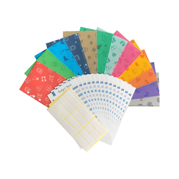 12 Pcs Budget Envelopes 12 Pcs Expense Tracking Budget Sheets 24 Pcs Bill Planner Stickers-as shown