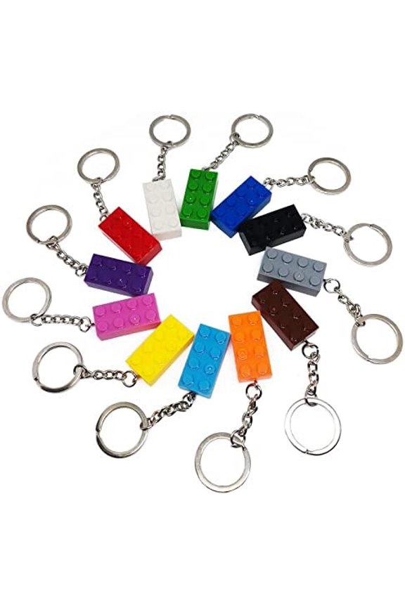 12 Pcs Building Block Keychain, 12 Colors Brick Keyrings for Birthday, Party Bag Fillings, Rewards, Party Supplies, Pendant, Decoration Gifts$$Home Decor, Kitchen, & Other