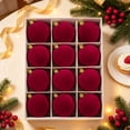 thumbnail image 1 of 12 Pcs Burgundy Velvet Flocked Christmas Balls, 2.4 Inch Christmas Tree Ornaments, Soft Hanging Xmas Ball Decorations for Tree, Home, Party and Holiday Decor, 1 of 8