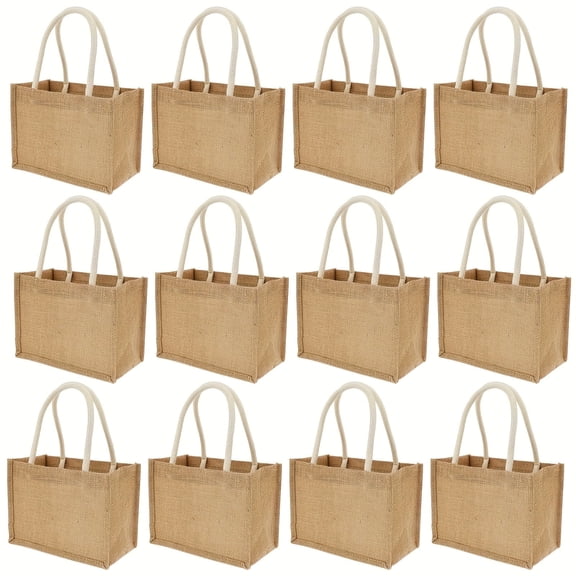 Burlap Jute Canvas Blank Tote Bag, 12-Piece Set
