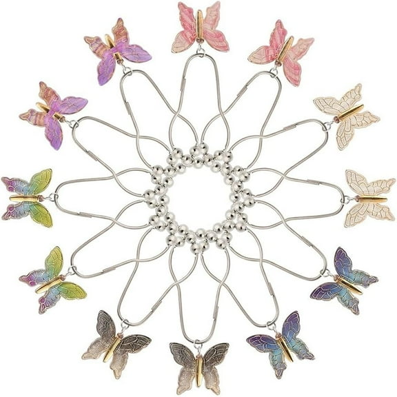 12 Pcs Butterflies Shower Curtain Hooks for Bathroom Shower Rods, Colorful Butterflies Bathroom Decorations Stainless Steel Rustproof Shower Curtain Rings