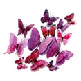 thumbnail image 1 of 12 Pcs Butterfly Wall Decor,3D Butterflies Stickers,Double Layer Butterfly Decorations,Reusable Butterfly Wall Decals,Butterflies Sticker with Magnets for Home Bedroom,Room Decoration,Purple, 1 of 7