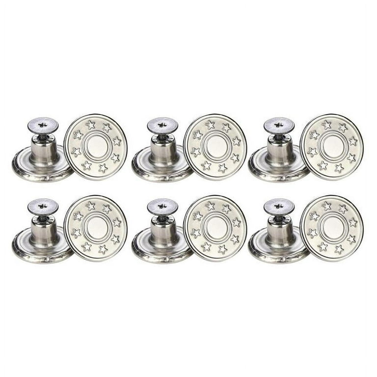 12 Pcs Buttons 17mm Metal Jean Button Replacement with Tool, No