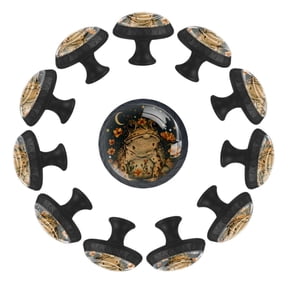12 Pcs Cabinet Knobs Aesthetic Boho Moon Stars Floral Funny Frog, Round Crystal Glass Drawer Dresser Wardrobe Handles Pulls Door Cupboard Hardware Knob with Screws for Home Kitchen