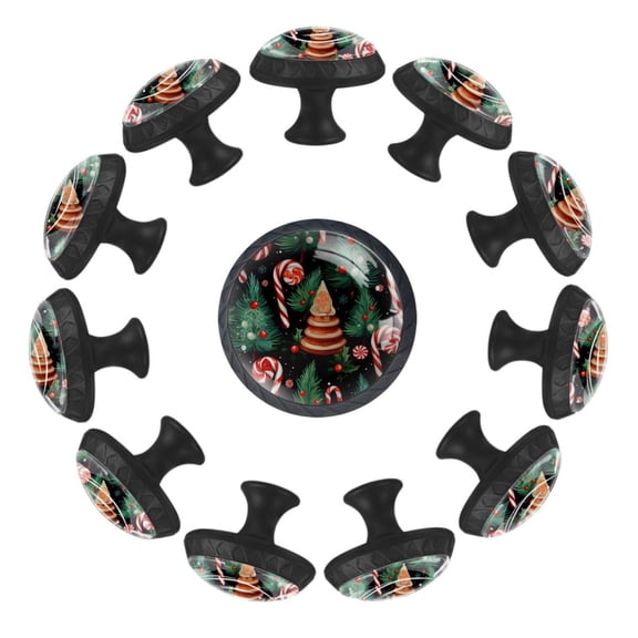 12 Pcs Cabinet Knobs Christmas Candy Cane, Round Crystal Glass Drawer Dresser Wardrobe Handles Pulls Door Cupboard Hardware Knob with Screws for Home Kitchen