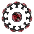 thumbnail image 1 of 12 Pcs Cabinet Knobs Embroidery Red Roses and Pink Peonies Pattern, Round Crystal Glass Drawer Dresser Wardrobe Handles Pulls Door Cupboard Hardware Knob with Screws for Home Kitchen, 1 of 6