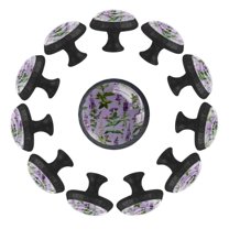 12 Pcs Cabinet Knobs Floral Herbs and Spices, Round Crystal Glass Drawer Dresser Wardrobe Handles Pulls Door Cupboard Hardware Knob with Screws for Home Kitchen