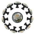 thumbnail image 1 of 12 Pcs Cabinet Knobs Watercolor Whitepeony Pattern, Round Crystal Glass Drawer Dresser Wardrobe Handles Pulls Door Cupboard Hardware Knob with Screws for Home Kitchen, 1 of 6
