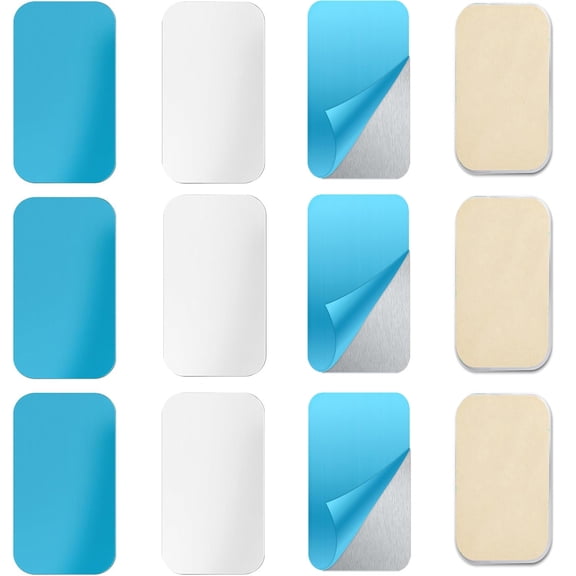 12 Pcs Under Cabinet Lights Magnetic Stickys,Bexikou Metal Adhesive Strips,Replacement Magnetic Strips with Adhesive Backing,Universal Sheet for Cabinet Lighting( Non-Magnetic）