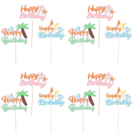 CRILSTYLEO Assorted Color Cake Picks and Toppers for Summer Beach Theme Parties