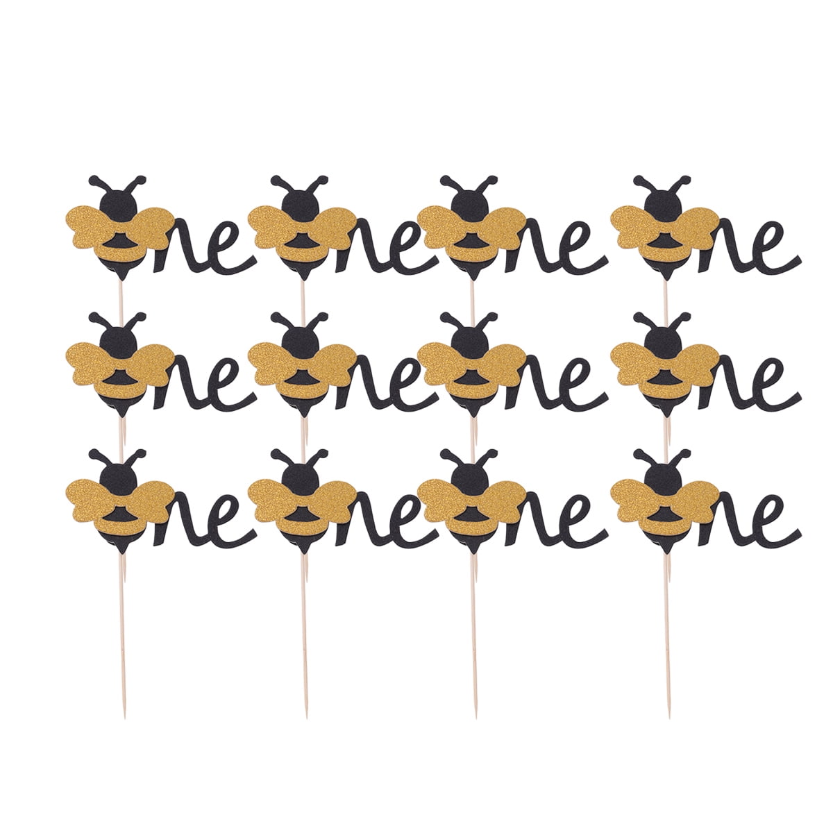 12 Pcs Cake Topper Decor Bee Shape Decoration Cake Picks for Theme