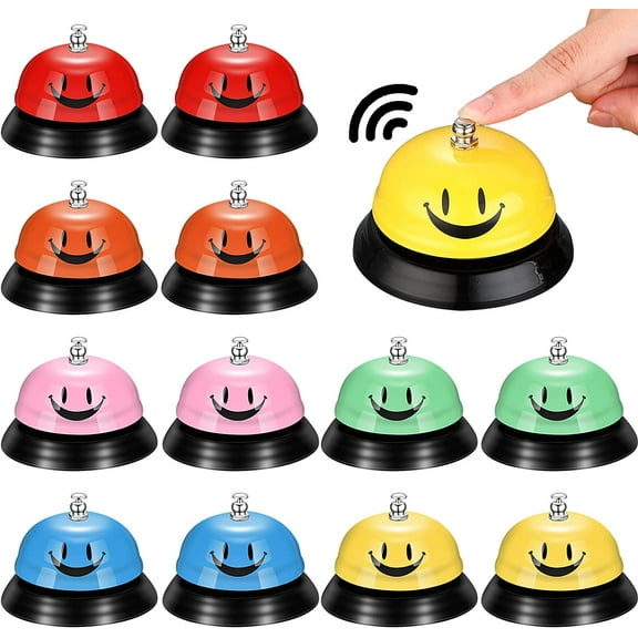12 Pcs Call Bell Service Bell 3 Inch Diameter Desk Bell Dinner Bell Anti Rust Classroom Bell Counter Bell Ring for Service Metal Dining Bell for Counter Restaurant Hotel Table Kitchen Bar