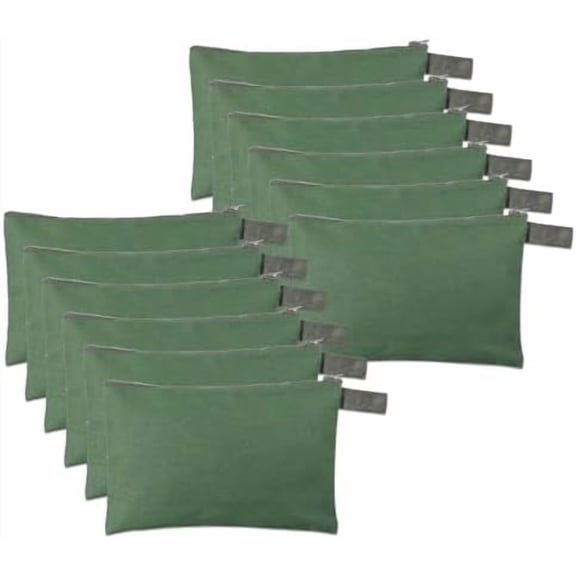12 Pcs Canvas Tool Bag Pouch 16 oz Heavy Duty Zipper Pouch Bag 11.81 x 7.87 Inch Utility Multipurpose Tote Organizer with Dependable Zipper Storage Organizer for Tool Organization Army Green$$Tools