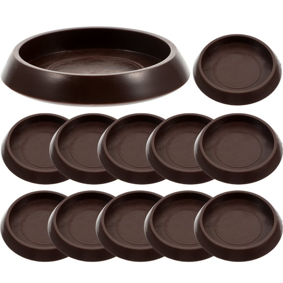 MERRYHAPY Light Brown Plastic Furniture Stoppers, Anti-Skid Pads for Couch, Chair Wheels and Feet - 12 Pack for Home