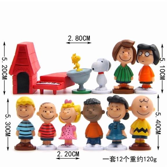 12 Pcs Cartoon Character ,Red House and Dog Set 2 Inch Mini Action Figures Set Cake Topper Table Decoration Cute Gift for Kids and Fans