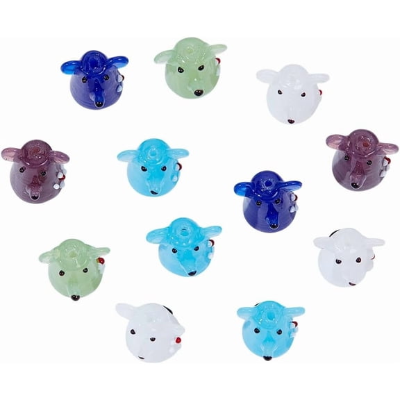 12 Pcs Cartoon Mouse Lampwork Beads Spacer Loose Bead Handmade Glass Beads Cartoon Animal Mouse Beads Charms