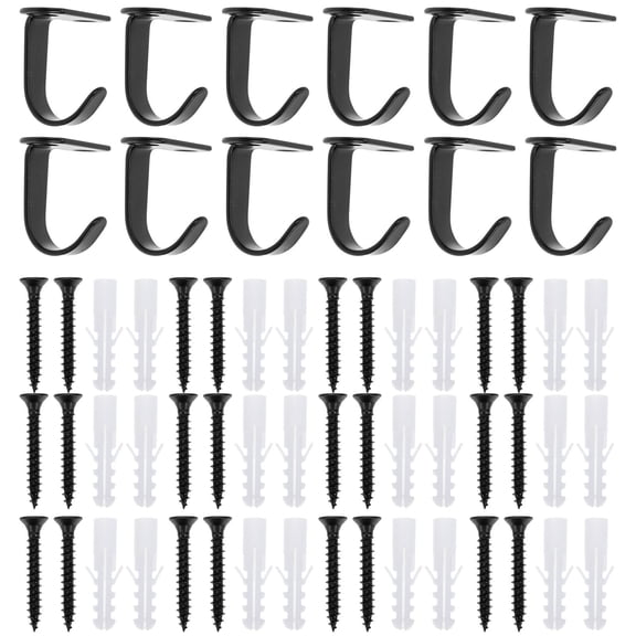 12 Pcs Ceiling Hook Heavy Duty Clothes Mounted Black