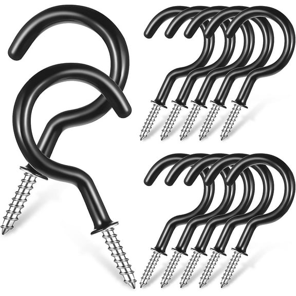 12 Pcs Ceiling Hook Metal s Hooks Outdoor Hooks for Hanging Ceiling Hooks Storage Hooks Mug Hooks Coated Hooks Screw-in Vinyl Coating Black Wall Hook Hanging Hooks for Plants