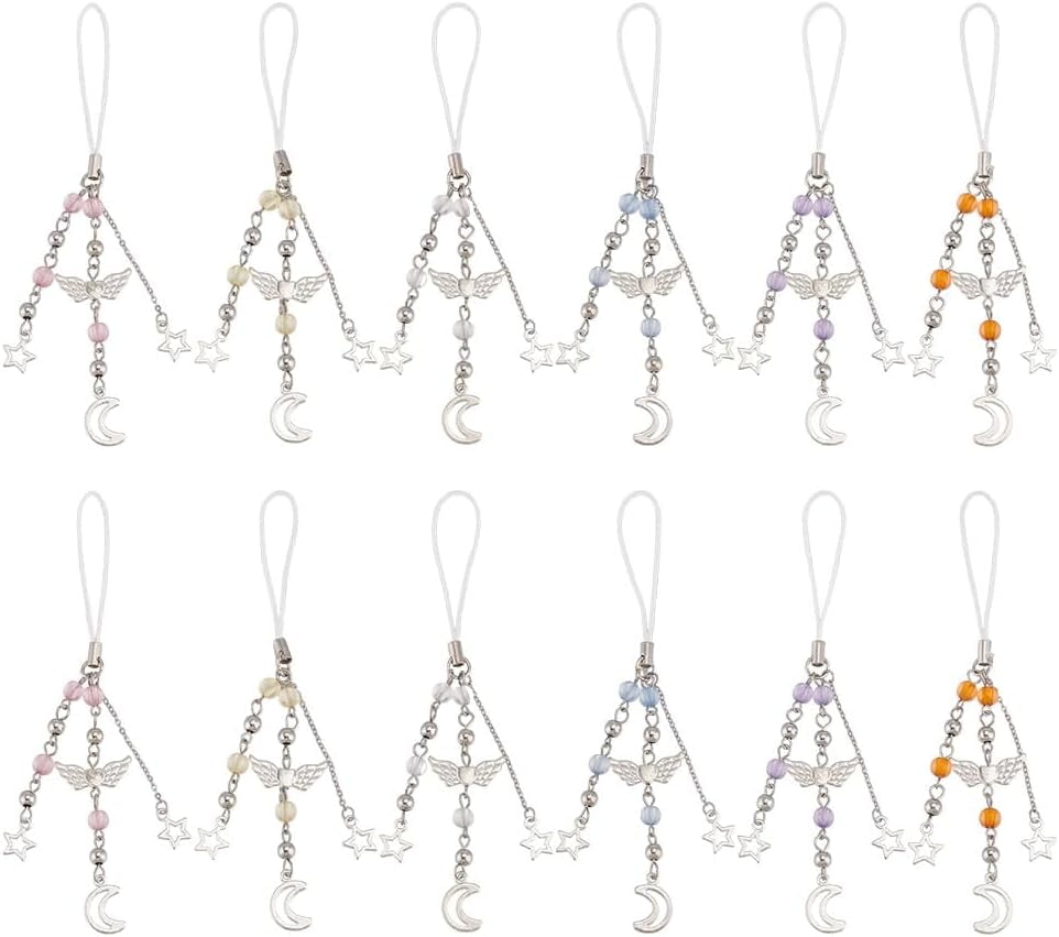 BENECREAT 5 Colors Cell Phone Strap Chars, Flower Pendant Char Pocket