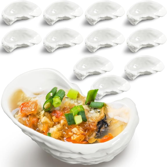 12 Pcs Ceramic Oyster Shells Reusable Oyster Grilling Shells Large Clam Baking Dish Platter Plate for Cooking Shrimp Scallops Clams Seafood of All Kind