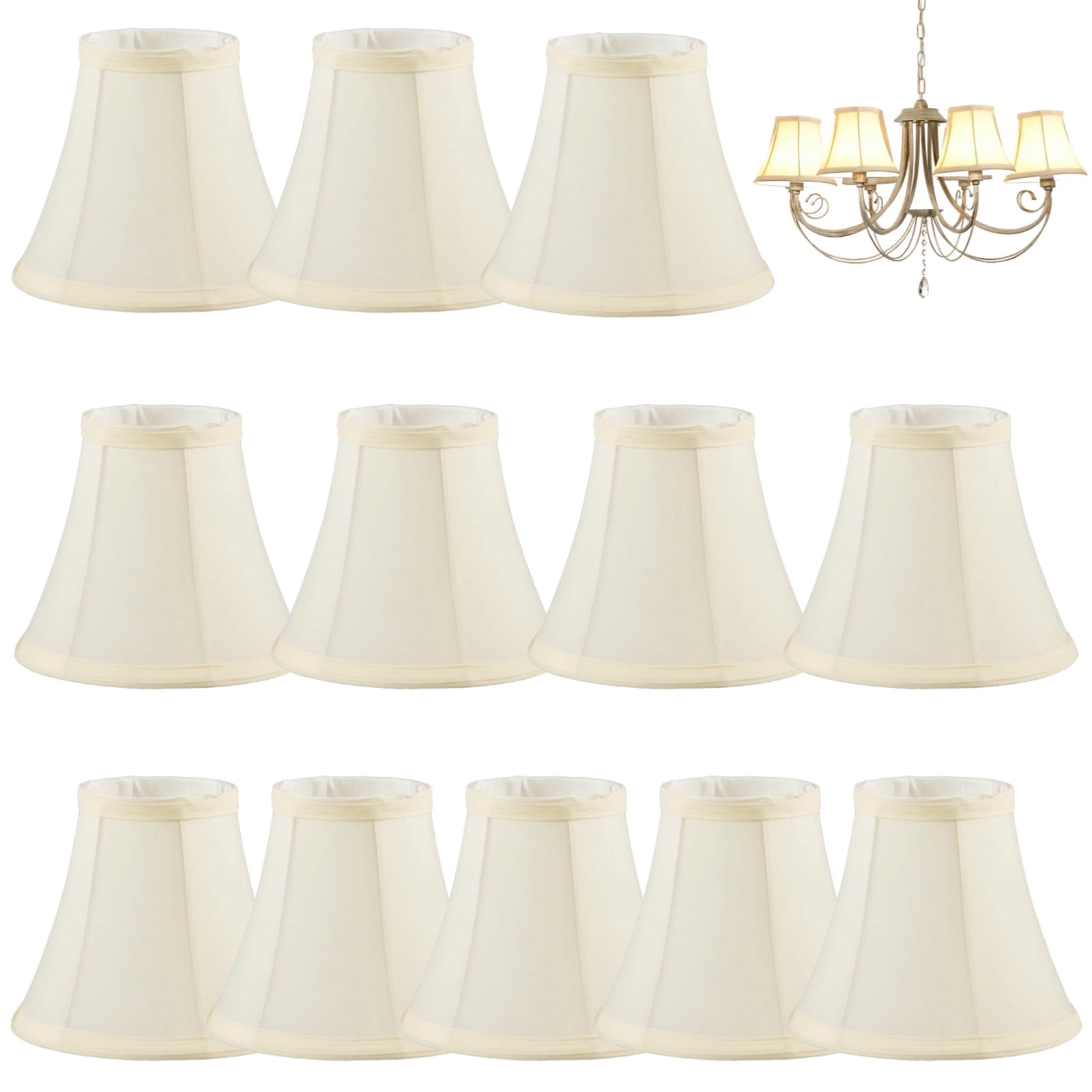 Tissting 6Pcs Fabric Lamp Cover, E14 Light Bulb Shade White Tapered Lampshade For Chandelier Wall Lamp Droplight Small Lamp Shade - View #12
