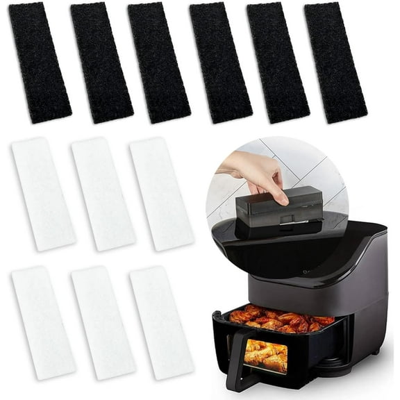 12 Pcs Charcoal and Oil Vapor Air Fryer Replacent Filters for 6QT Instant Vortex Plus Air Fryer with ClearCook and OdorErase, Air Fryer Accessories Replacent Odor Erase Air Filters